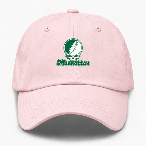 Manhattan Stealie Premium Unisex Dad Hat — Design: Manhattan College — Pink