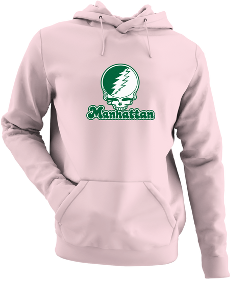 Manhattan Stealie Premium Unisex Hoodie — Design: Manhattan College — Light Pink