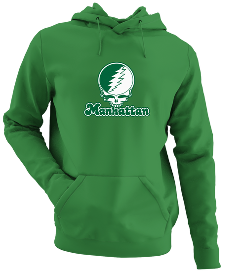 Manhattan Stealie Premium Unisex Hoodie — Design: Manhattan College — Irish Green