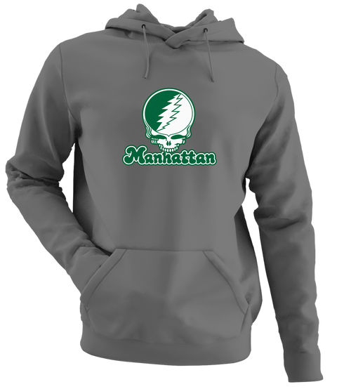 Manhattan Stealie Premium Unisex Hoodie — Design: Manhattan College — Charcoal