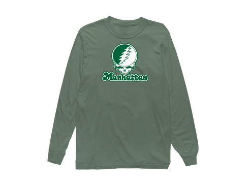 Manhattan Stealie Premium Unisex Long-Sleeve — Design: Manhattan College — Light Green