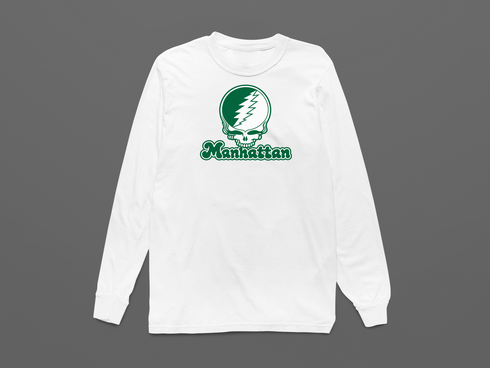 Manhattan Stealie Premium Unisex Long-Sleeve — Design: Manhattan College — White