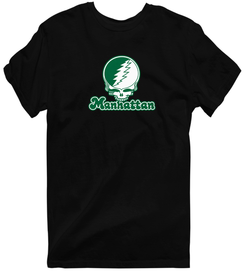 Manhattan Stealie Premium Unisex T-Shirt — Design: Manhattan College — Black