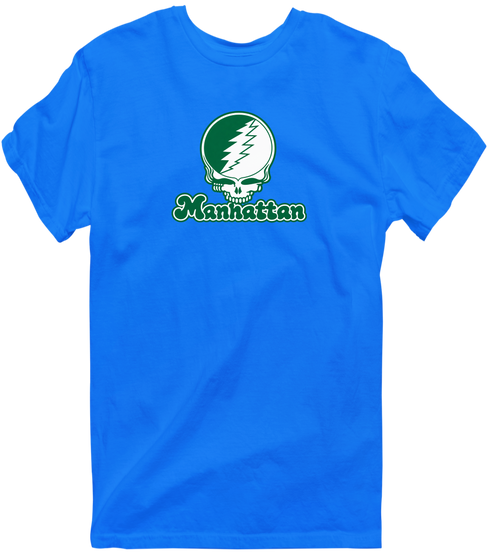 Manhattan Stealie Premium Unisex T-Shirt — Design: Manhattan College — Royal