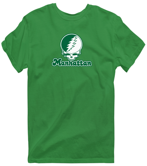 Manhattan Stealie Premium Unisex T-Shirt — Design: Manhattan College — Irish Green