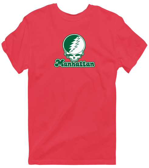 Manhattan Stealie Premium Unisex T-Shirt — Design: Manhattan College — Heather Red