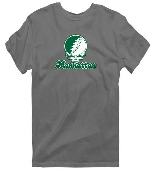 Manhattan Stealie Premium Unisex T-Shirt — Design: Manhattan College — Charcoal