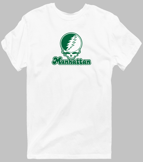 Manhattan Stealie Premium Unisex T-Shirt — Design: Manhattan College — White