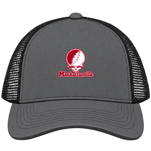 Manhattanville Stealie Premium Unisex Trucker Cap — Design: Manhattanville College — Charcoal/Black