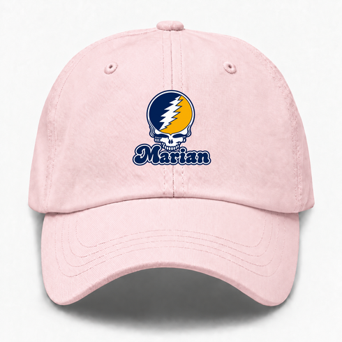 Marian Stealie Premium Unisex Dad Hat — Design: Marian University — Pink