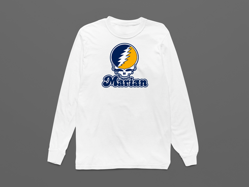 Marian Stealie Premium Unisex Long-Sleeve — Design: Marian University — White