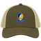 Marian Stealie Premium Unisex Trucker Cap — Design: Marian University — Moss/Khaki