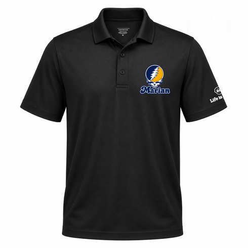 Marian Stealie Premium Unisex Polo — Design: Marian University — Black
