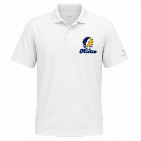 Marian Stealie Premium Unisex Polo — Design: Marian University — White