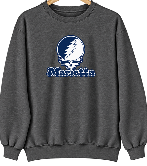Marietta Stealie Premium Unisex Crewneck — Design: Marietta College — Dark Heather