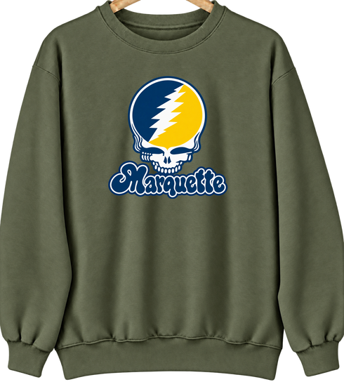 Marquette Stealie Premium Unisex Crewneck — Design: Marquette University — Military Green