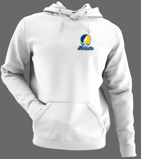 Marquette Stealie Premium Unisex Hoodie — Design: Marquette University — White/Grey