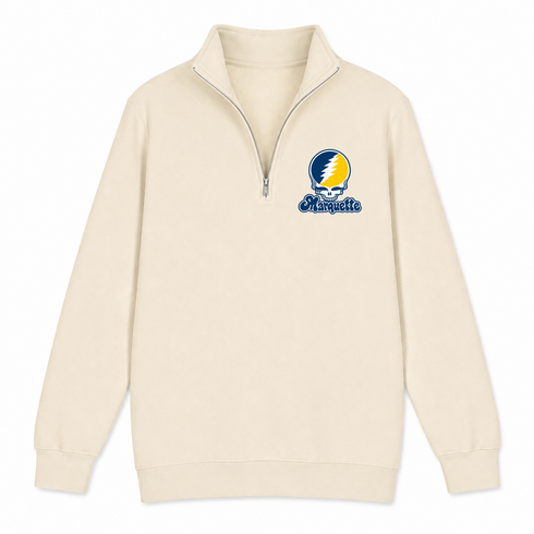 Marquette Stealie Premium Unisex Quarter-Zip — Design: Marquette University — Sand