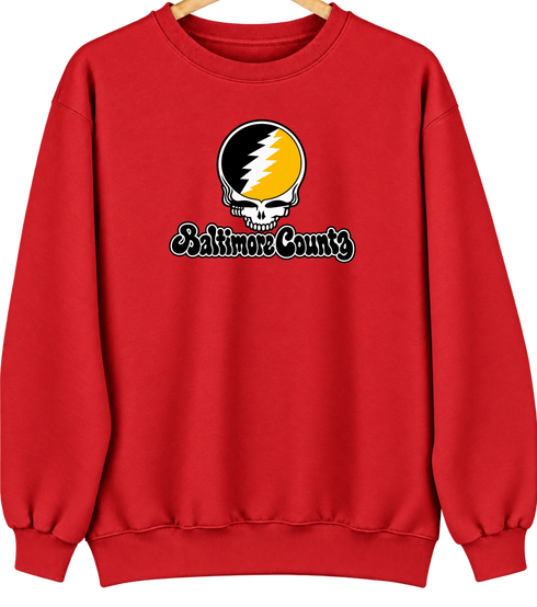 Baltimore County Stealie Premium Unisex Crewneck — Design: Maryland Baltimore County University of — Red