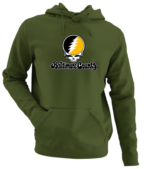 Baltimore County Stealie Premium Unisex Hoodie — Design: Maryland Baltimore County University of — Military Green