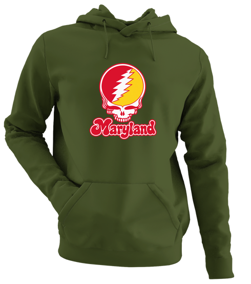 Maryland Stealie Premium Unisex Hoodie — Design: Maryland University of — Military Green