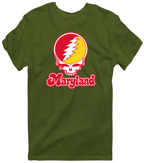 Maryland Stealie Premium Unisex T-Shirt — Design: Maryland University of — Military Green
