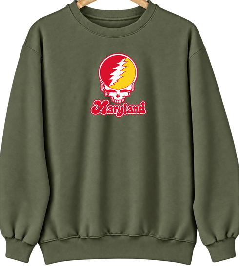 Maryland Stealie Premium Unisex Crewneck — Design: Maryland University of — Military Green
