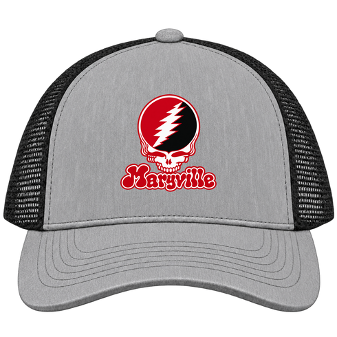 Maryville Stealie Premium Unisex Trucker Cap — Design: Maryville University — Heather Grey/Black