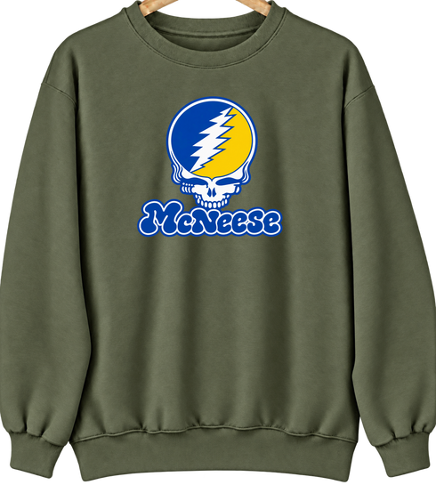 McNeese Stealie Premium Unisex Crewneck — Design: McNeese University — Military Green