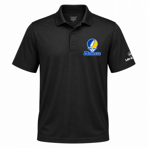 McNeese Stealie Premium Unisex Polo — Design: McNeese University — Black