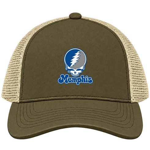 Memphis Stealie Premium Unisex Trucker Cap — Design: Memphis University of — Moss/Khaki