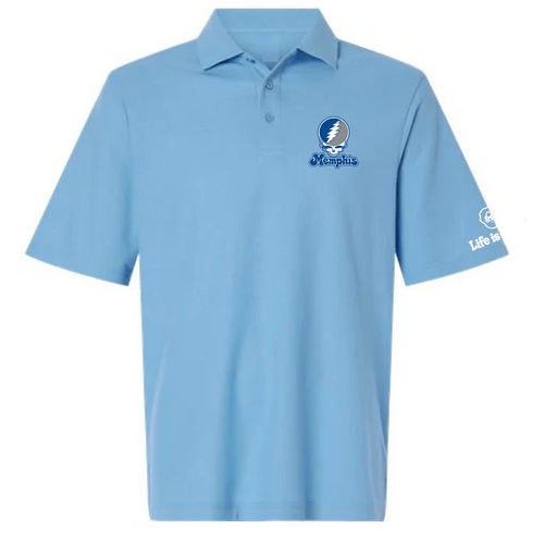 Memphis Stealie Premium Unisex Polo — Design: Memphis University of — Blue