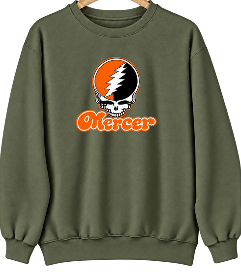 Mercer Stealie Premium Unisex Crewneck — Design: Mercer University — Military Green