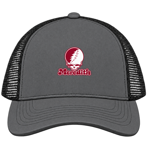 Meredith Stealie Premium Unisex Trucker Cap — Design: Meredith College — Charcoal/Black