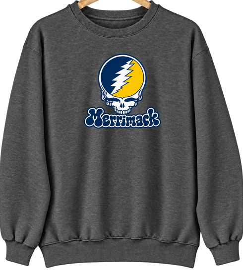 Merrimack Stealie Premium Unisex Crewneck — Design: Merrimack College — Dark Heather