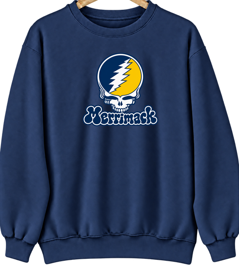 Merrimack Stealie Premium Unisex Crewneck — Design: Merrimack College — Navy