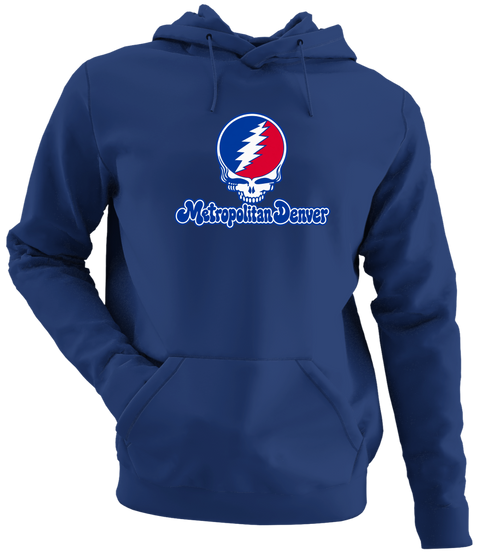 Metropolitan Denver Stealie Premium Unisex Hoodie — Design: Metropolitan State University of Denver — Navy