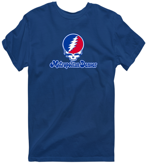 Metropolitan Stealie Premium Unisex T-Shirt — Design: Metropoloitian State University — Navy