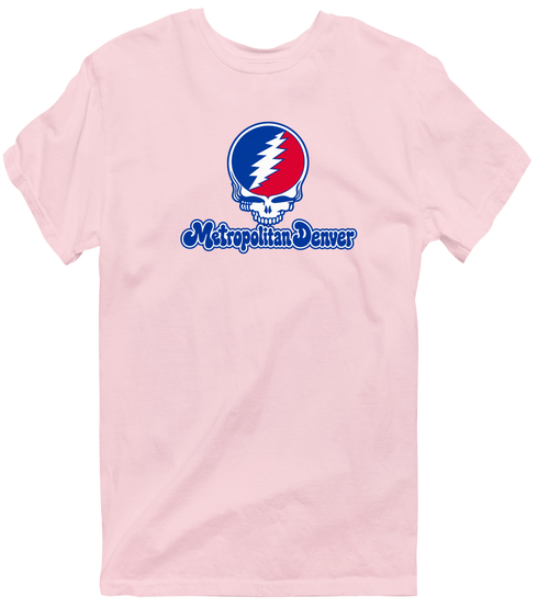 Metropolitan Stealie Premium Unisex T-Shirt — Design: Metropoloitian State University — Light Pink