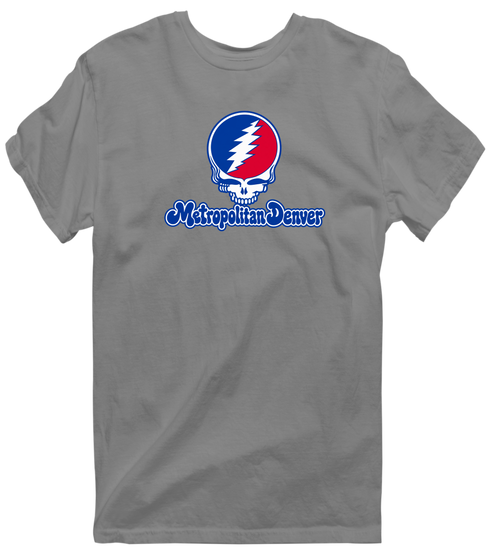 Metropolitan Stealie Premium Unisex T-Shirt — Design: Metropoloitian State University — Dark Heather