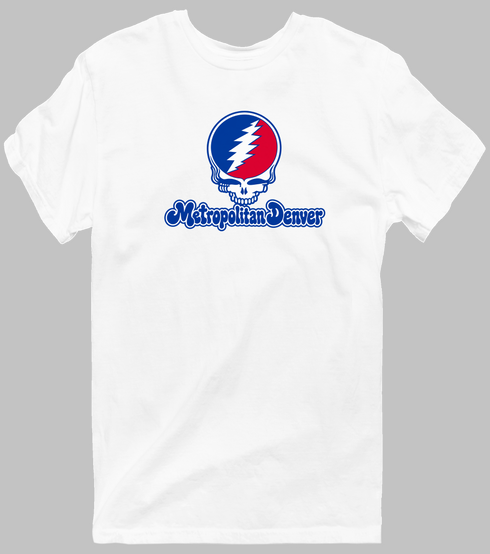 Metropolitan Stealie Premium Unisex T-Shirt — Design: Metropoloitian State University — White