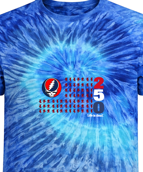America 250 Life is dead. Stealie Flag Tie-Dye T-Shirt