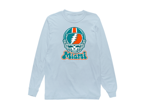 Miami Helmet Stealie Premium Unisex Long-Sleeve — Miami Dolphins — Chambray