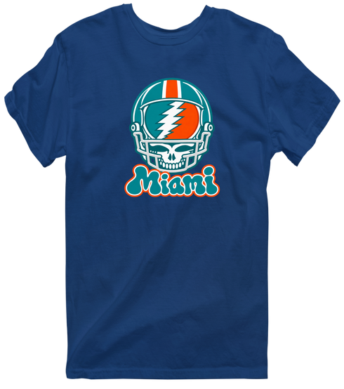 Miami Helmet Stealie Premium Unisex T-Shirt — Miami Dolphins — Navy