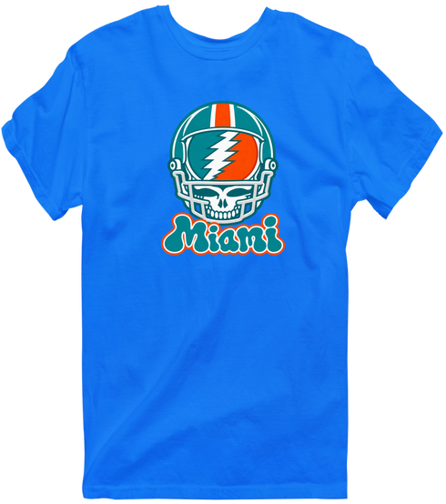 Miami Helmet Stealie Premium Unisex T-Shirt — Miami Dolphins — Royal