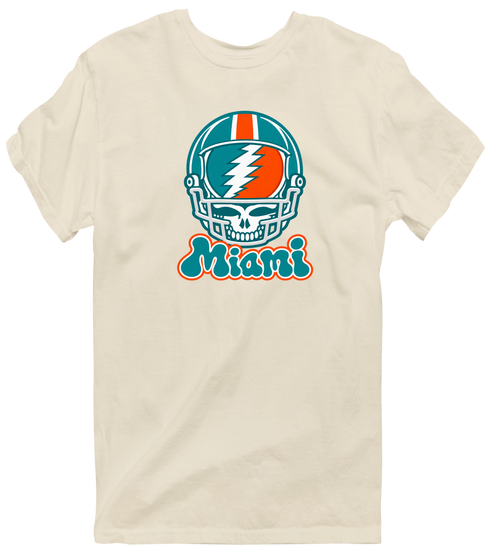 Miami Helmet Stealie Premium Unisex T-Shirt — Miami Dolphins — Sand