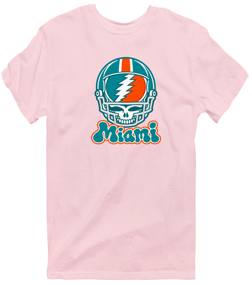 Miami Helmet Stealie Premium Unisex T-Shirt — Miami Dolphins — Light Pink
