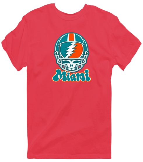 Miami Helmet Stealie Premium Unisex T-Shirt — Miami Dolphins — Heather Red