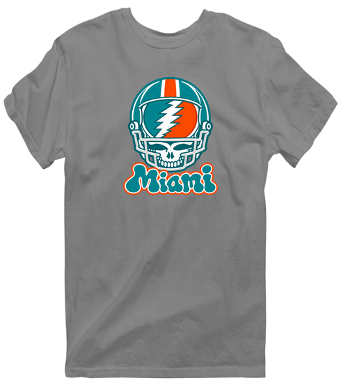 Miami Helmet Stealie Premium Unisex T-Shirt — Miami Dolphins — Dark Heather