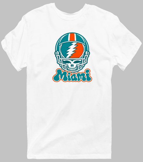 Miami Helmet Stealie Premium Unisex T-Shirt — Miami Dolphins — White